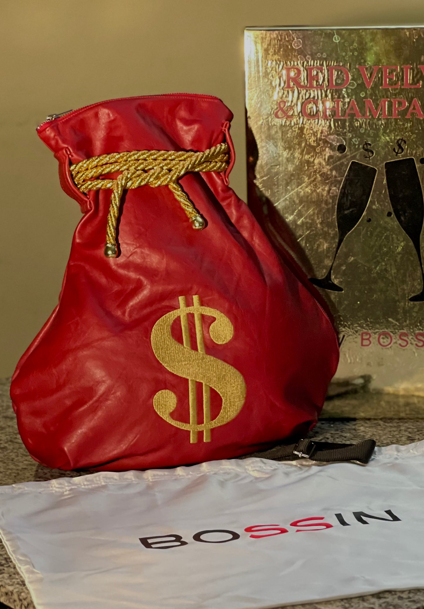 BOSSIN MoneyBag – Red Velvet & Champagne Edition