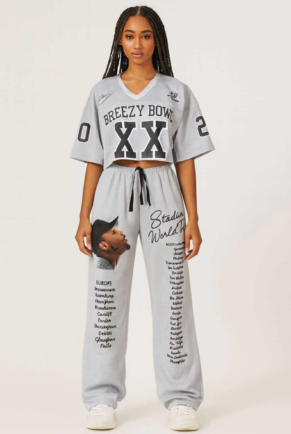Chris Brown Breezy Bowl Oversized Crop Jersey & Pants Set - Small/Medium (Custom – One of One