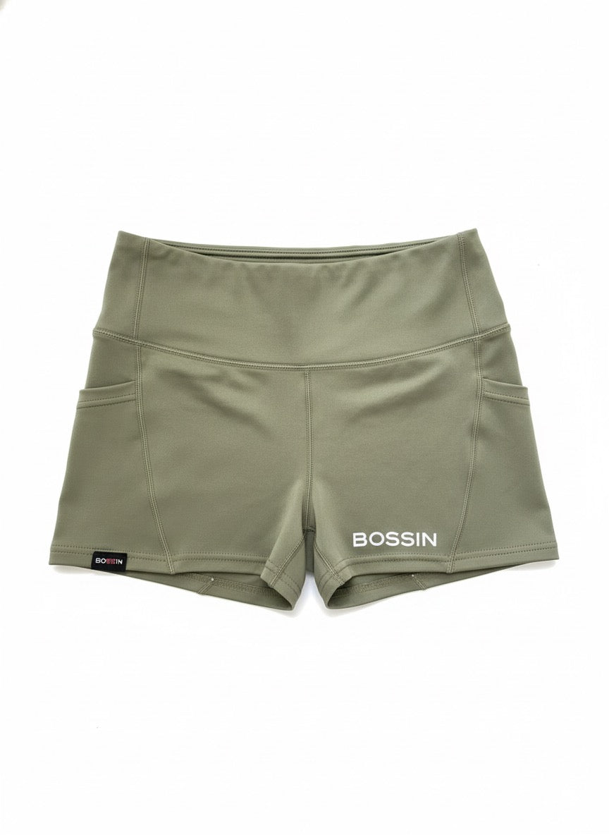 Olive Martini High Waisted Biker Shorts - L/XL