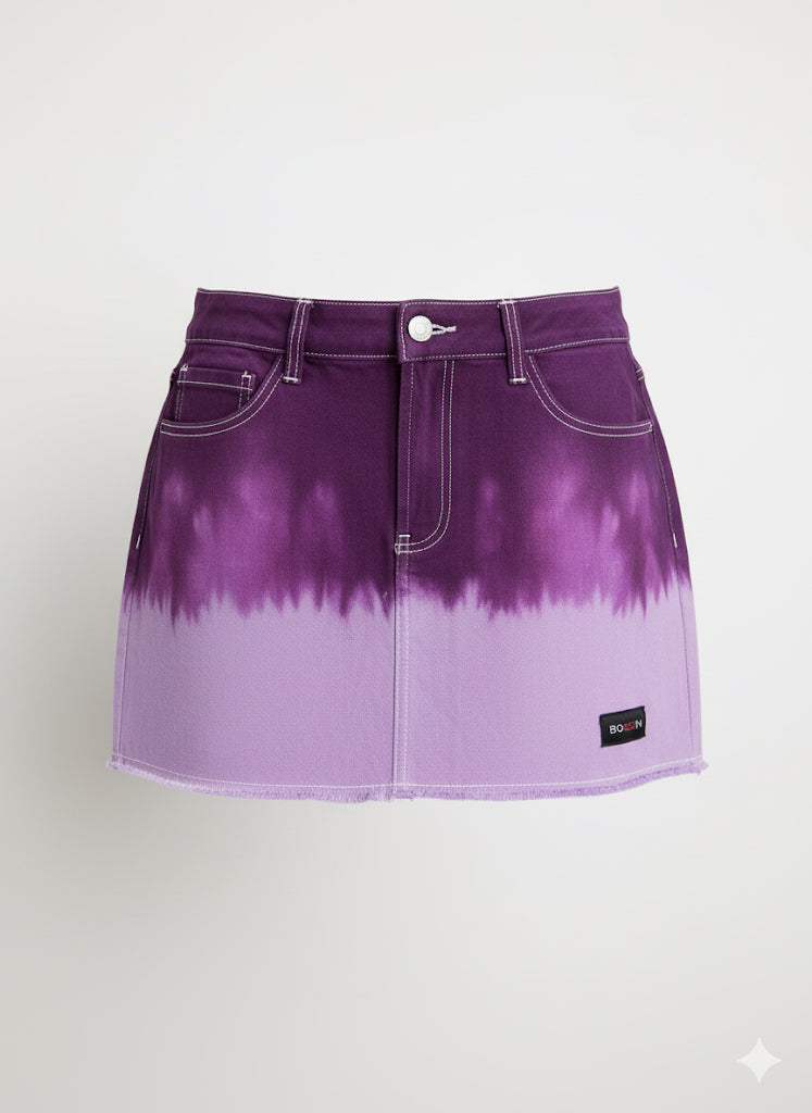 BOSSIN  Purple Reign Hand Dyed Skirt -32 Waist 14” Length