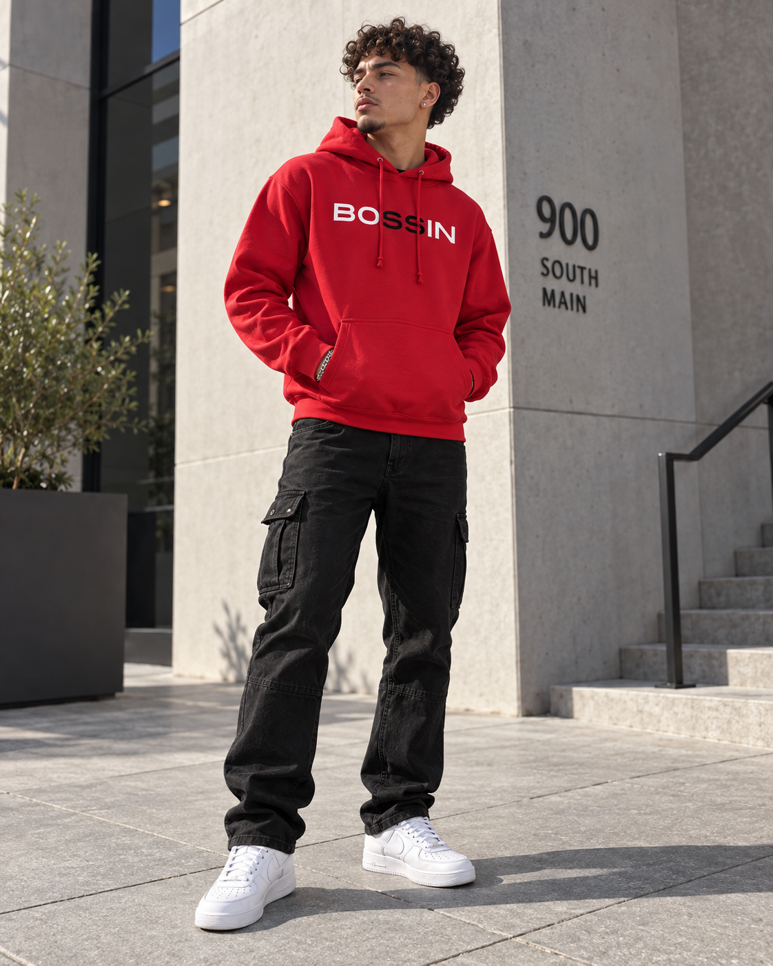 
                  
                    BOSSIN red OG hoodie lifestyle photo
                  
                
